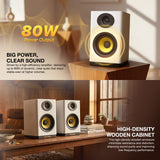 FANTECH Finecoustic Hako Studio 301: 80W 2.0 Bookshelf Speakers, Bluetooth 5.3, 5-Way Connectivity & Hi-Fi Audio