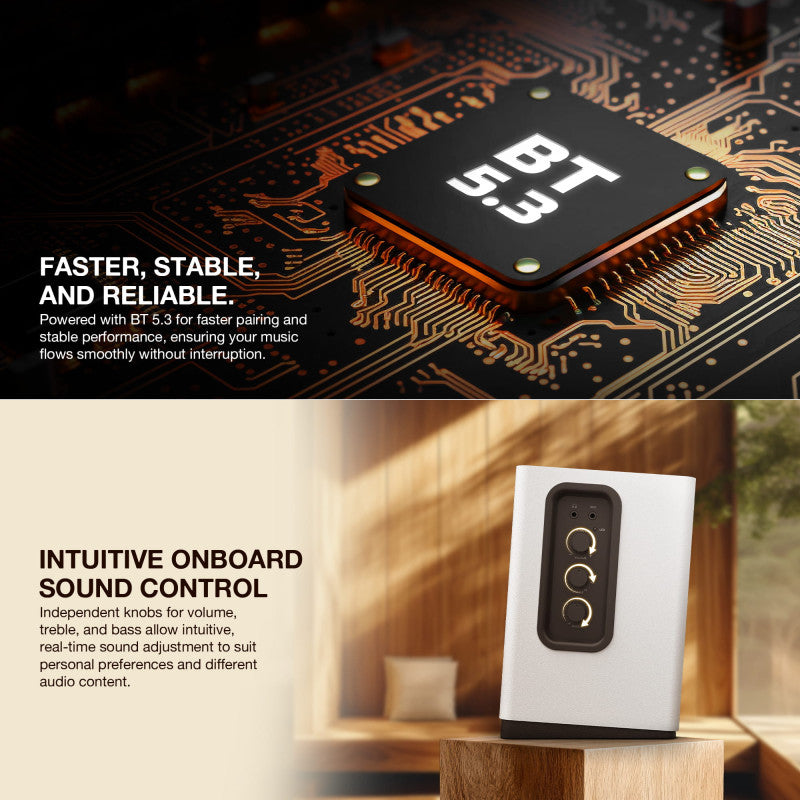 FANTECH Finecoustic Hako Studio 301: 80W 2.0 Bookshelf Speakers, Bluetooth 5.3, 5-Way Connectivity & Hi-Fi Audio