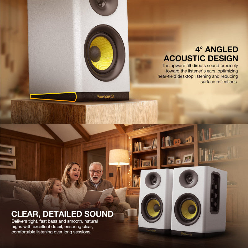 FANTECH Finecoustic Hako Studio 301: 80W 2.0 Bookshelf Speakers, Bluetooth 5.3, 5-Way Connectivity & Hi-Fi Audio