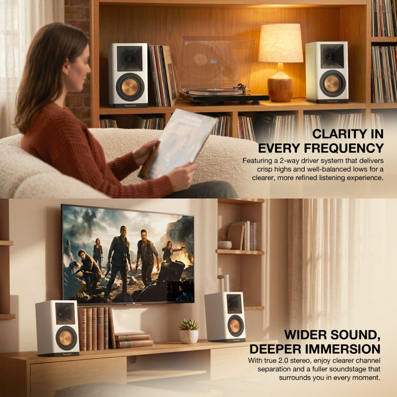 FANTECH Finecoustic Hako Studio 302 100W Stereo Speakers, Bluetooth 5.3, Wood Cabinet, 6-Way Input