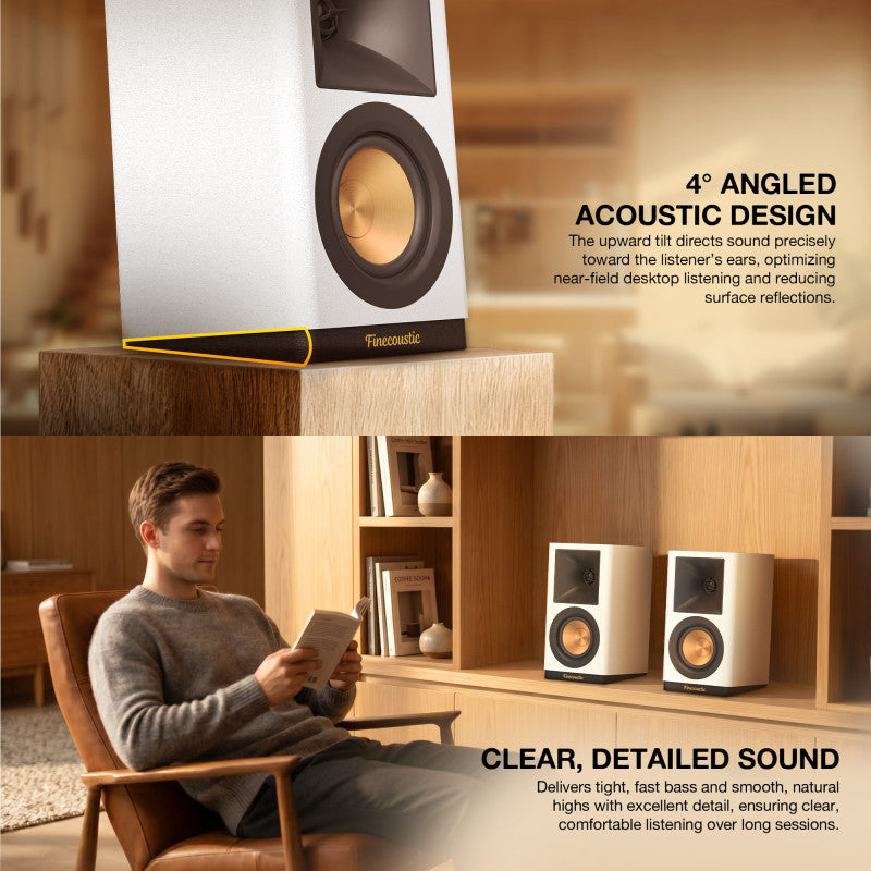 FANTECH Finecoustic Hako Studio 302 100W Stereo Speakers, Bluetooth 5.3, Wood Cabinet, 6-Way Input