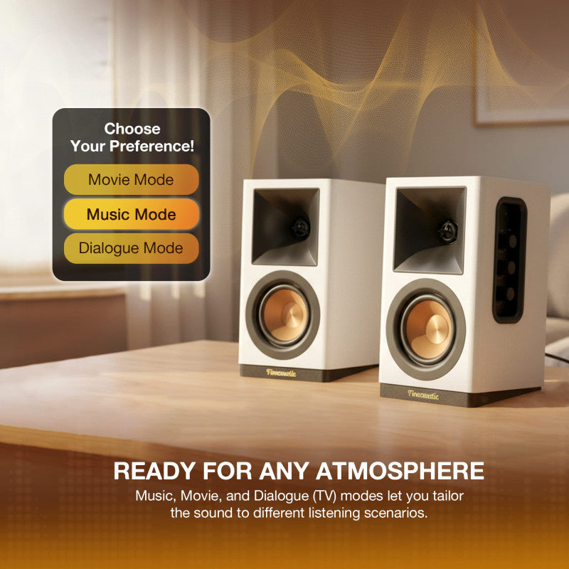 FANTECH Finecoustic Hako Studio 302 100W Stereo Speakers, Bluetooth 5.3, Wood Cabinet, 6-Way Input