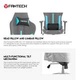Fantech GC191 Ergonomic & Durable Gaming Chair with 2D Armrests, Extreme Stability Metal Base and Class-4 Hydraulic Grey