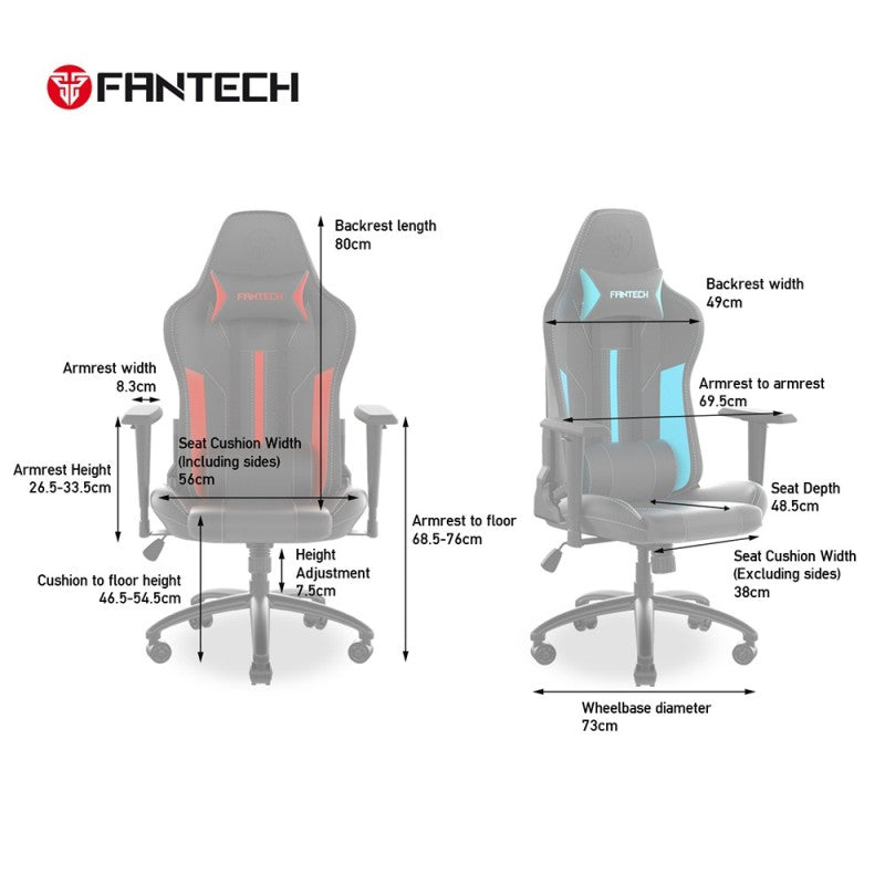 Fantech GC191 Ergonomic & Durable Gaming Chair with 2D Armrests, Extreme Stability Metal Base and Class-4 Hydraulic Grey
