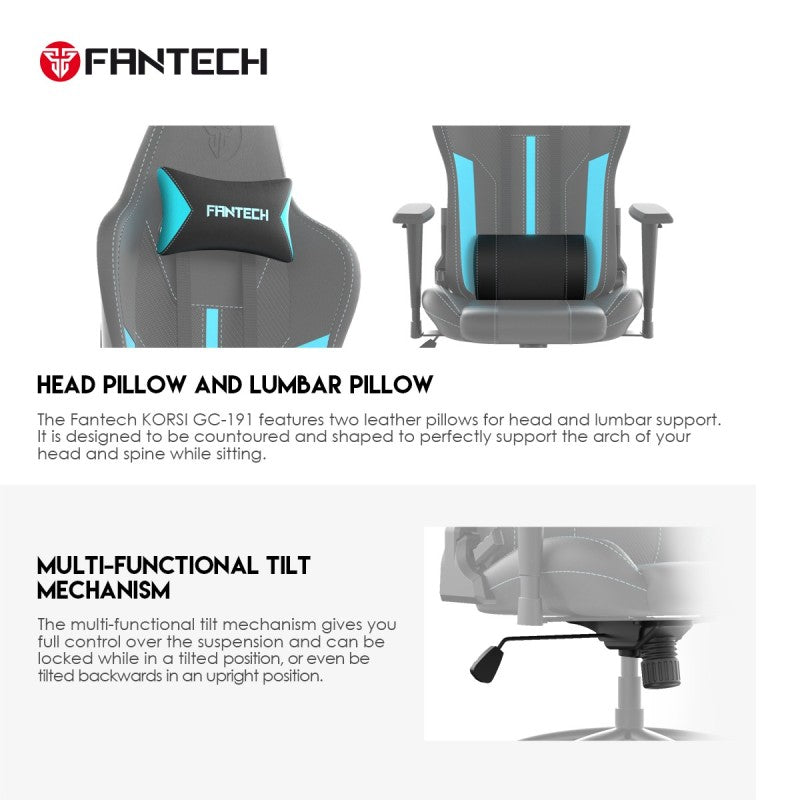 Fantech GC191 Ergonomic & Durable Gaming Chair with 2D Armrests, Extreme Stability Metal Base and Class-4 Hydraulic Pistons Red