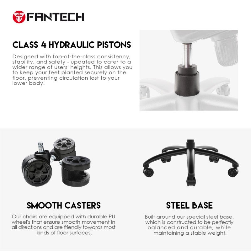 Fantech GC191 Ergonomic & Durable Gaming Chair with 2D Armrests, Extreme Stability Metal Base and Class-4 Hydraulic Pistons Red