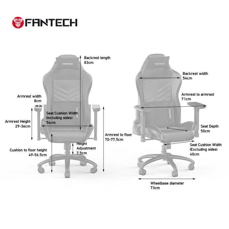Fantech GC192 Ledare Ultimate Comfort and Heavy-Duty Gaming Chair with 3D Armrests, Extreme Stability, Primastitch Grey