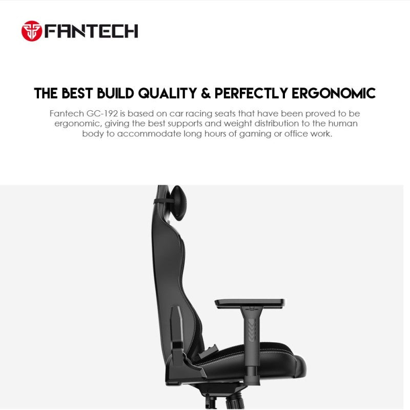 Fantech GC192 Ledare Ultimate Comfort and Heavy-Duty Gaming Chair with 3D Armrests, Extreme Stability, Primastitch Grey
