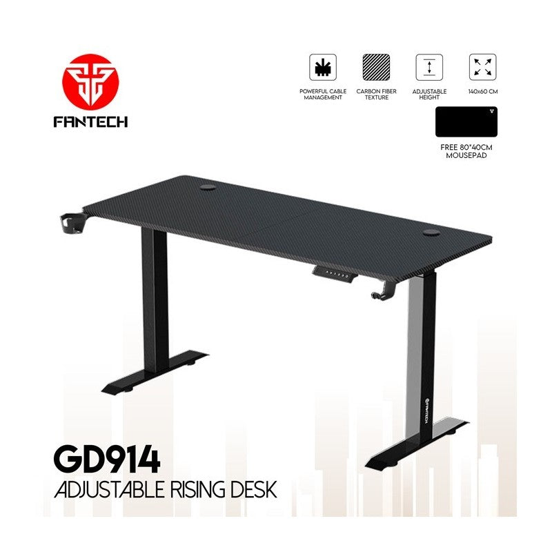 Fantech GD914 Work Station, Adjustable Height Desk with Powerful Electrical Motor and Stable Design, load up to 80KG Black