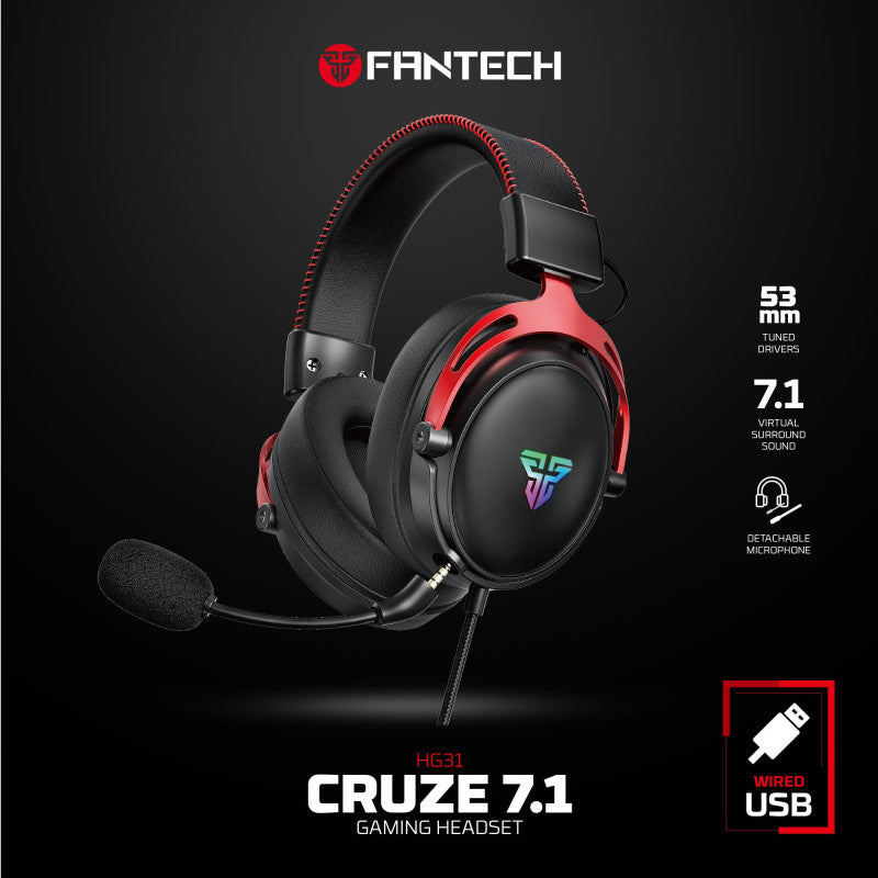 FANTECH HG31 CRUZE Immersive Cinematic USB Gaming Headset with 7.1 Virtual Surround, RGB Lighting