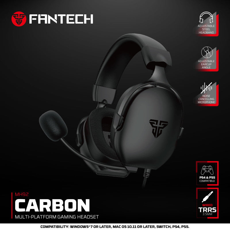 FANTECH MH92 CARBON Immersive Audio Gaming Headset, Crystal-Clear Noise Canceling Mic