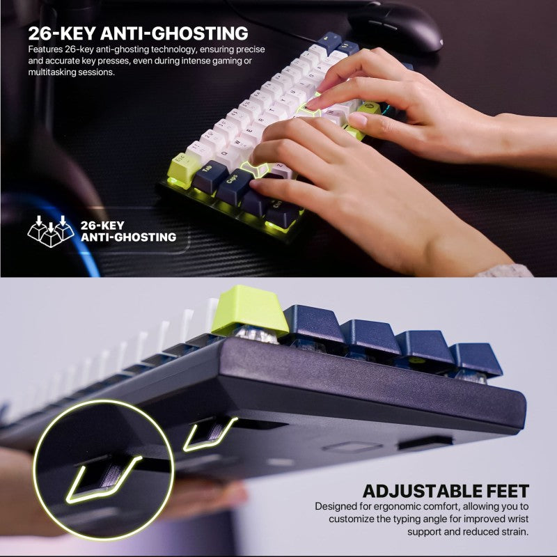 Fantech MORI Edition MK874V2 - ATOM63, Pro Wired Mechanical Keyboard with RGB Lighting White