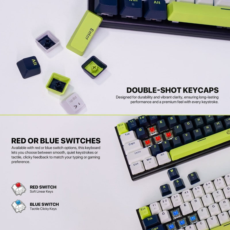 Fantech MORI Edition MK874V2 - ATOM63, Pro Wired Mechanical Keyboard with RGB Lighting White