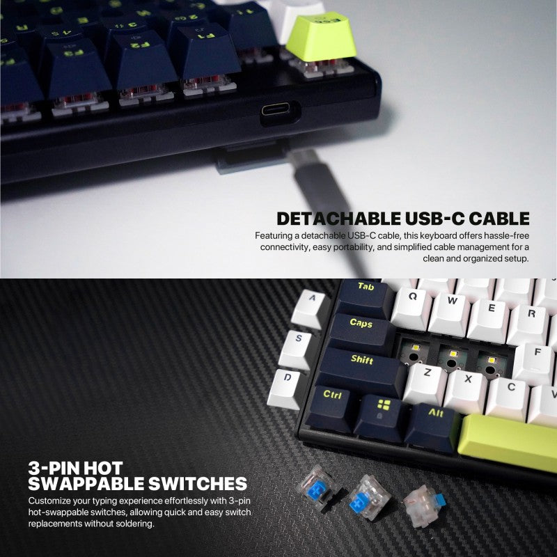Fantech MORI Edition MK877S - ATOM87S, Pro Wired Mechanical Keyboard with RGB Lighting White