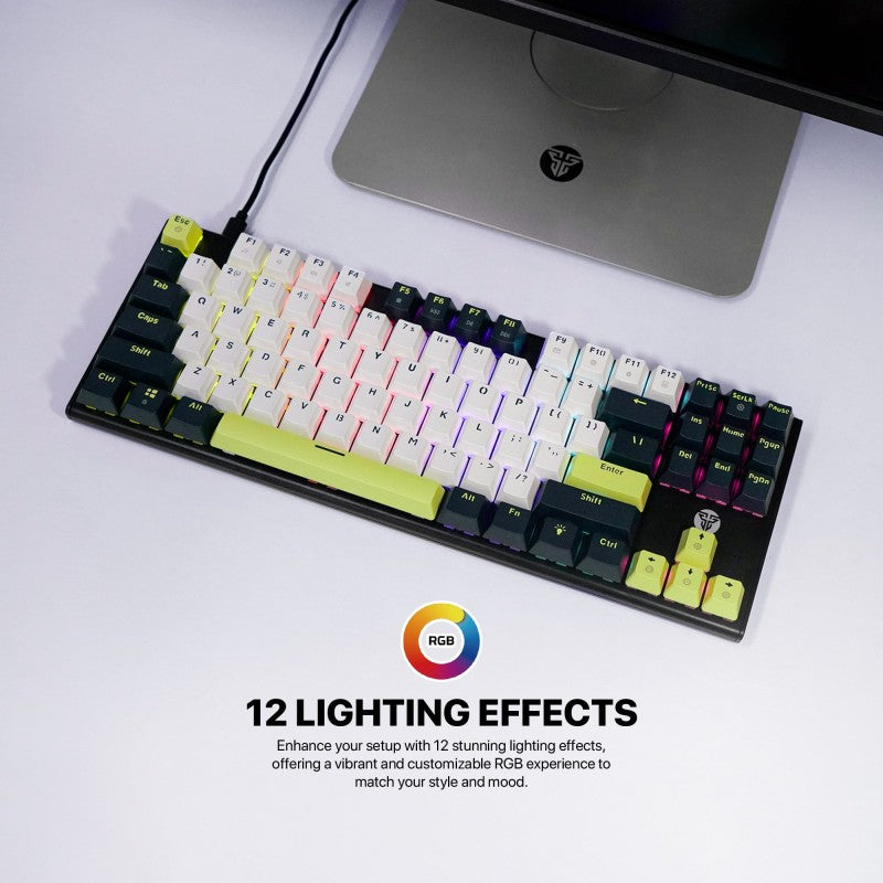 Fantech MORI Edition MK877S - ATOM87S, Pro Wired Mechanical Keyboard with RGB Lighting White