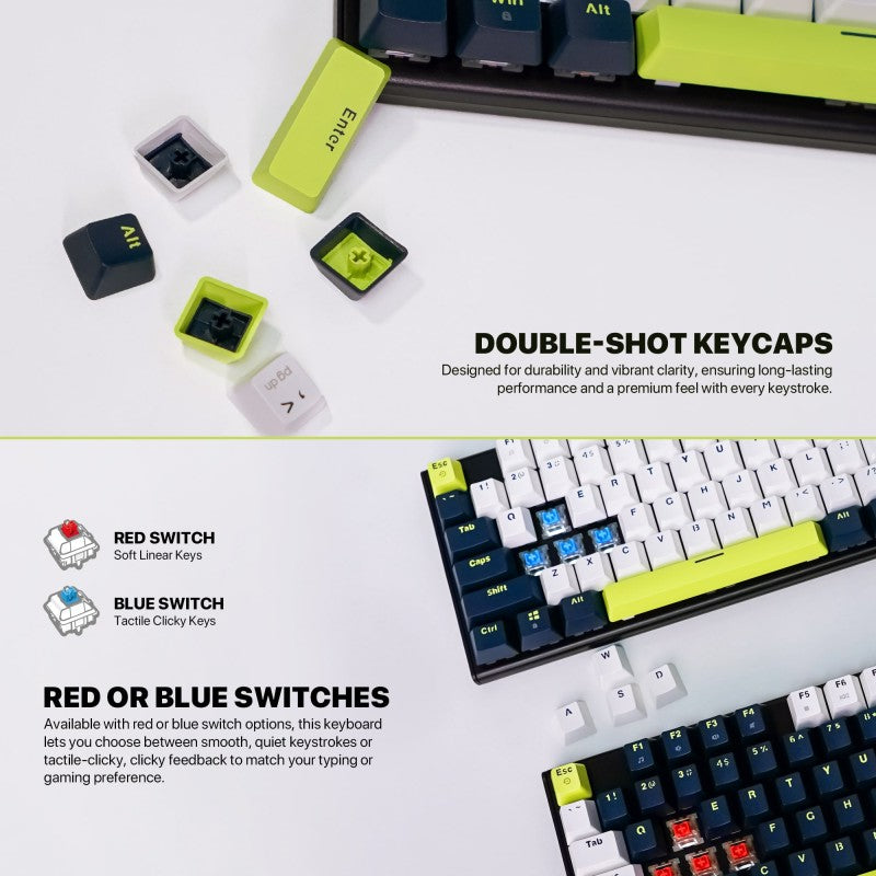 Fantech MORI Edition MK877S - ATOM87S, Pro Wired Mechanical Keyboard with RGB Lighting White