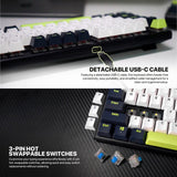 Fantech MORI Edition MK878S - ATOM104S, Pro Wired Mechanical Keyboard with RGB Lighting White