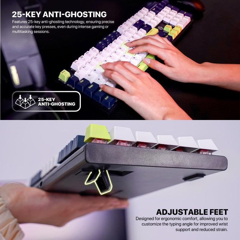 Fantech MORI Edition MK878S - ATOM104S, Pro Wired Mechanical Keyboard with RGB Lighting White