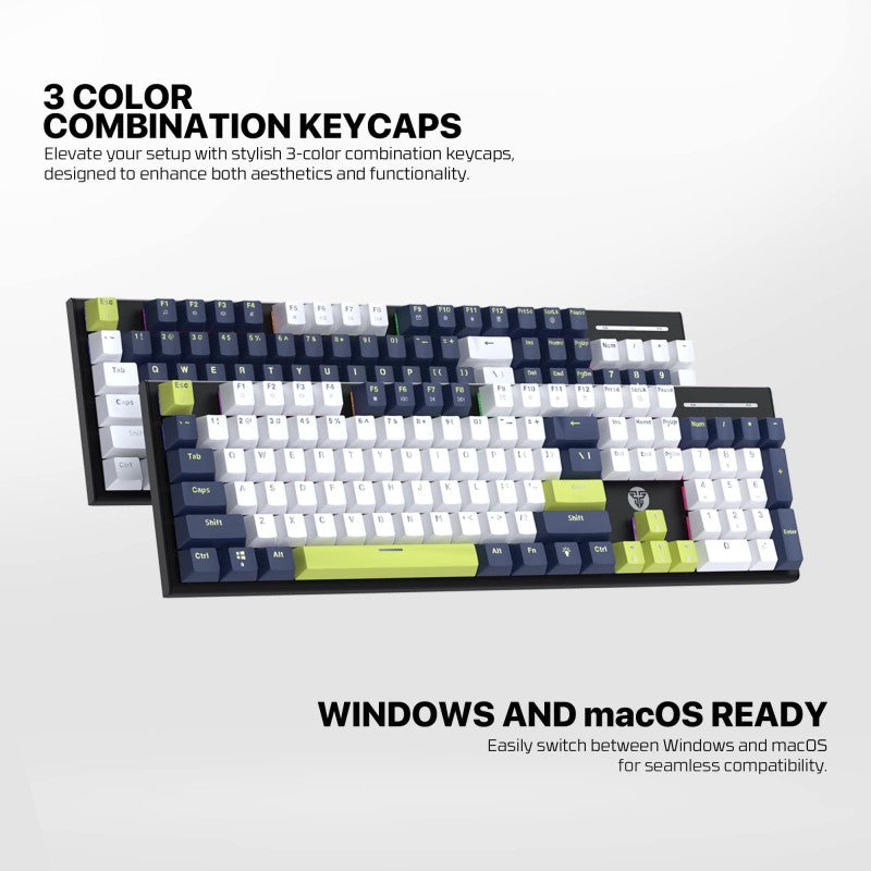 Fantech MORI Edition MK878S - ATOM104S, Pro Wired Mechanical Keyboard with RGB Lighting White