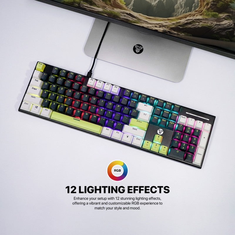 Fantech MORI Edition MK878S - ATOM104S, Pro Wired Mechanical Keyboard with RGB Lighting White