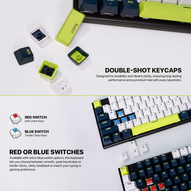 Fantech MORI Edition MK878S - ATOM104S, Pro Wired Mechanical Keyboard with RGB Lighting White