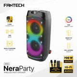 FANTECH NeraParty NP02: 700W Party Speaker, Dual 8" Woofers, RGB Lights, TWS, FM, Mic/Guitar Input & Wireless Karaoke Kit