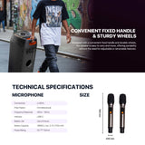 FANTECH NeraParty NP02: 700W Party Speaker, Dual 8" Woofers, RGB Lights, TWS, FM, Mic/Guitar Input & Wireless Karaoke Kit