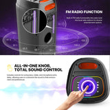 FANTECH NeraParty NP02: 700W Party Speaker, Dual 8" Woofers, RGB Lights, TWS, FM, Mic/Guitar Input & Wireless Karaoke Kit