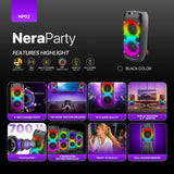 FANTECH NeraParty NP02: 700W Party Speaker, Dual 8" Woofers, RGB Lights, TWS, FM, Mic/Guitar Input & Wireless Karaoke Kit