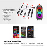 FANTECH NeraParty NP02: 700W Party Speaker, Dual 8" Woofers, RGB Lights, TWS, FM, Mic/Guitar Input & Wireless Karaoke Kit