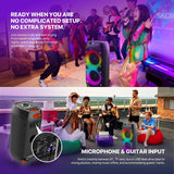 FANTECH NeraParty NP02: 700W Party Speaker, Dual 8" Woofers, RGB Lights, TWS, FM, Mic/Guitar Input & Wireless Karaoke Kit