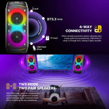 FANTECH NeraParty NP02: 700W Party Speaker, Dual 8" Woofers, RGB Lights, TWS, FM, Mic/Guitar Input & Wireless Karaoke Kit