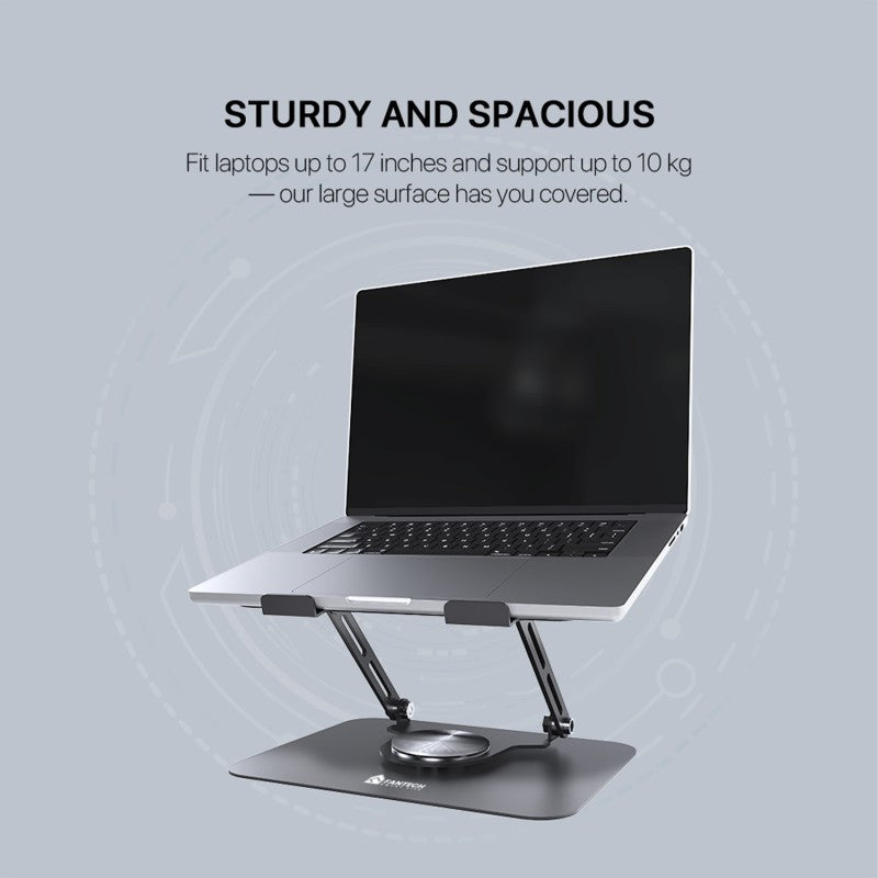 Fantech NS10 Portable Laptop Stand & Riser – Adjustable Height, Heavy-Duty Steel, 360° Rotating Base, for 11” to 17” Laptops