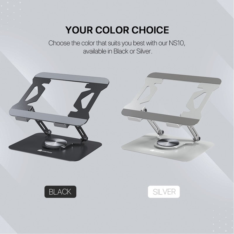 Fantech NS10 Portable Laptop Stand & Riser – Adjustable Height, Heavy-Duty Steel, 360° Rotating Base, for 11” to 17” Laptops