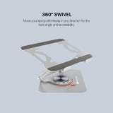 Fantech NS10 Portable Laptop Stand & Riser – Adjustable Height, Heavy-Duty Steel, 360° Rotating Base, for 11” to 17” Laptops