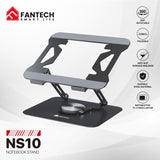 Fantech NS10 Portable Laptop Stand & Riser – Adjustable Height, Heavy-Duty Steel, 360° Rotating Base, for 11” to 17” Laptops