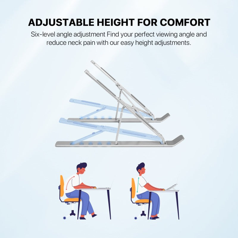 FANTECH NS11 Portable Aluminum Laptop Stand – Adjustable Height & Angle, Fits Up to 15.6" Laptops, Free Pouch Included