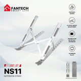 FANTECH NS11 Portable Aluminum Laptop Stand – Adjustable Height & Angle, Fits Up to 15.6" Laptops, Free Pouch Included