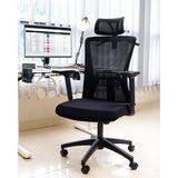 Fantech OC-A258SV2: Ergonomic & Heavy-Duty Office Chair with Lumbar Support, Adjustable Headrest & Built-in Jacket Holder Black