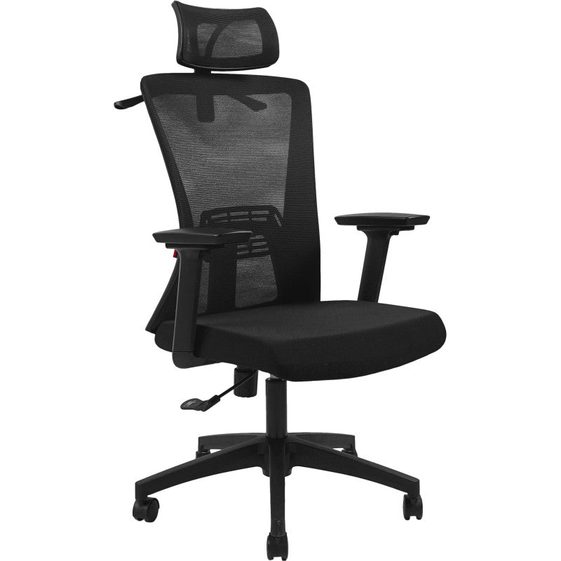 Fantech OC-A258SV2: Ergonomic & Heavy-Duty Office Chair with Lumbar Support, Adjustable Headrest & Built-in Jacket Holder Black