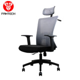 Fantech OC-A258SV2: Ergonomic & Heavy-Duty Office Chair with Lumbar Support, Adjustable Headrest & Built-in Jacket Holder Grey