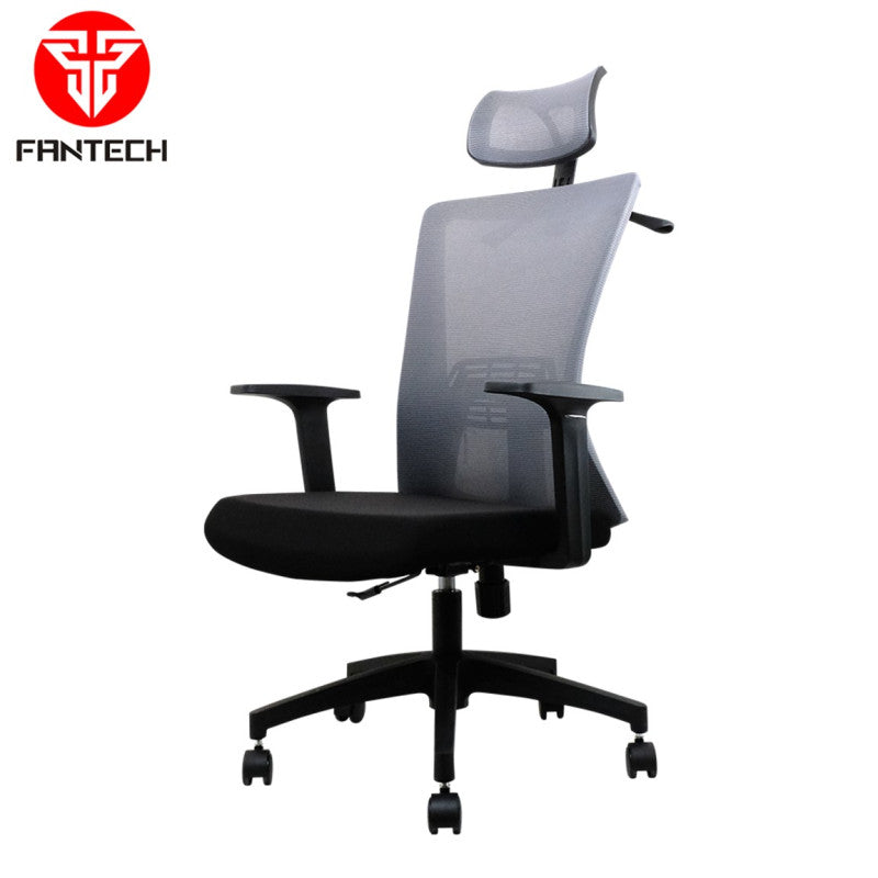 Fantech OC-A258SV2: Ergonomic & Heavy-Duty Office Chair with Lumbar Support, Adjustable Headrest & Built-in Jacket Holder Grey