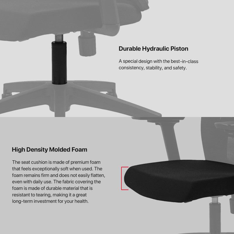 Fantech OC-A258SV2: Ergonomic & Heavy-Duty Office Chair with Lumbar Support, Adjustable Headrest & Built-in Jacket Holder Grey