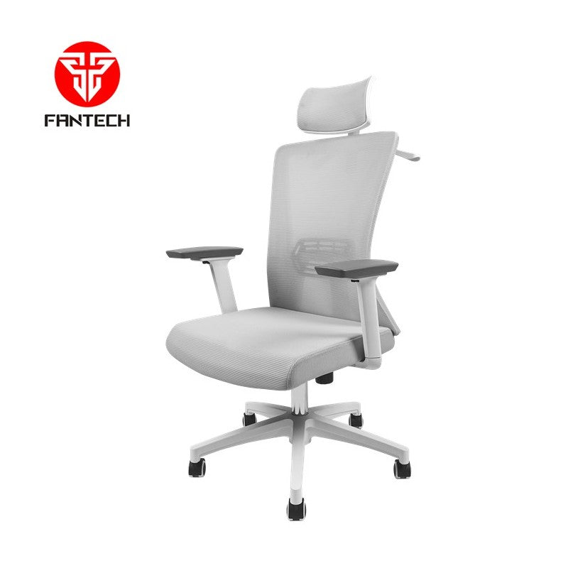 Fantech OC-A258SV2: Ergonomic & Heavy-Duty Office Chair with Lumbar Support, Adjustable Headrest & Built-in Jacket Holder White