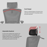 Fantech OC-A258SV2: Ergonomic & Heavy-Duty Office Chair with Lumbar Support, Adjustable Headrest & Built-in Jacket Holder White
