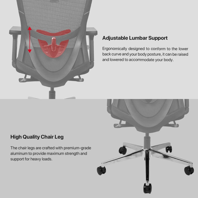 FANTECH OC-A259PRO Office Chair with Adjustable 4D Armrests, Retractable Leg Rest, Breathable Backrest, and Smart Features Black