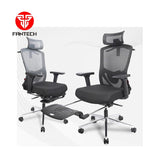 FANTECH OC-A259PRO Office Chair with Adjustable 4D Armrests, Retractable Leg Rest, Breathable Backrest, and Smart Features Black