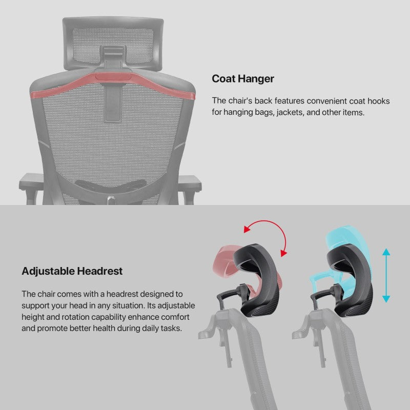 FANTECH OC-A259PRO Office Chair with Adjustable 4D Armrests, Retractable Leg Rest, Breathable Backrest, and Smart Features Black