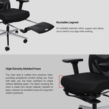 FANTECH OC-A259PRO Office Chair with Adjustable 4D Armrests, Retractable Leg Rest, Breathable Backrest, and Smart Features Black