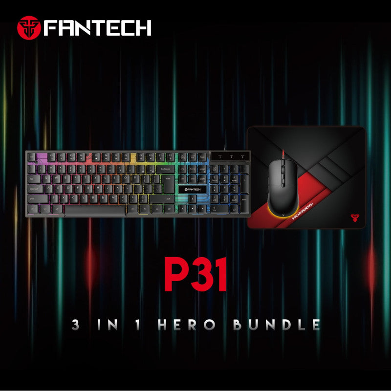 Fantech P31 Gaming Combo 3in1: Keyboard + Mouse + Mousepad, RGB Lighting, Your Complete Gaming Setup